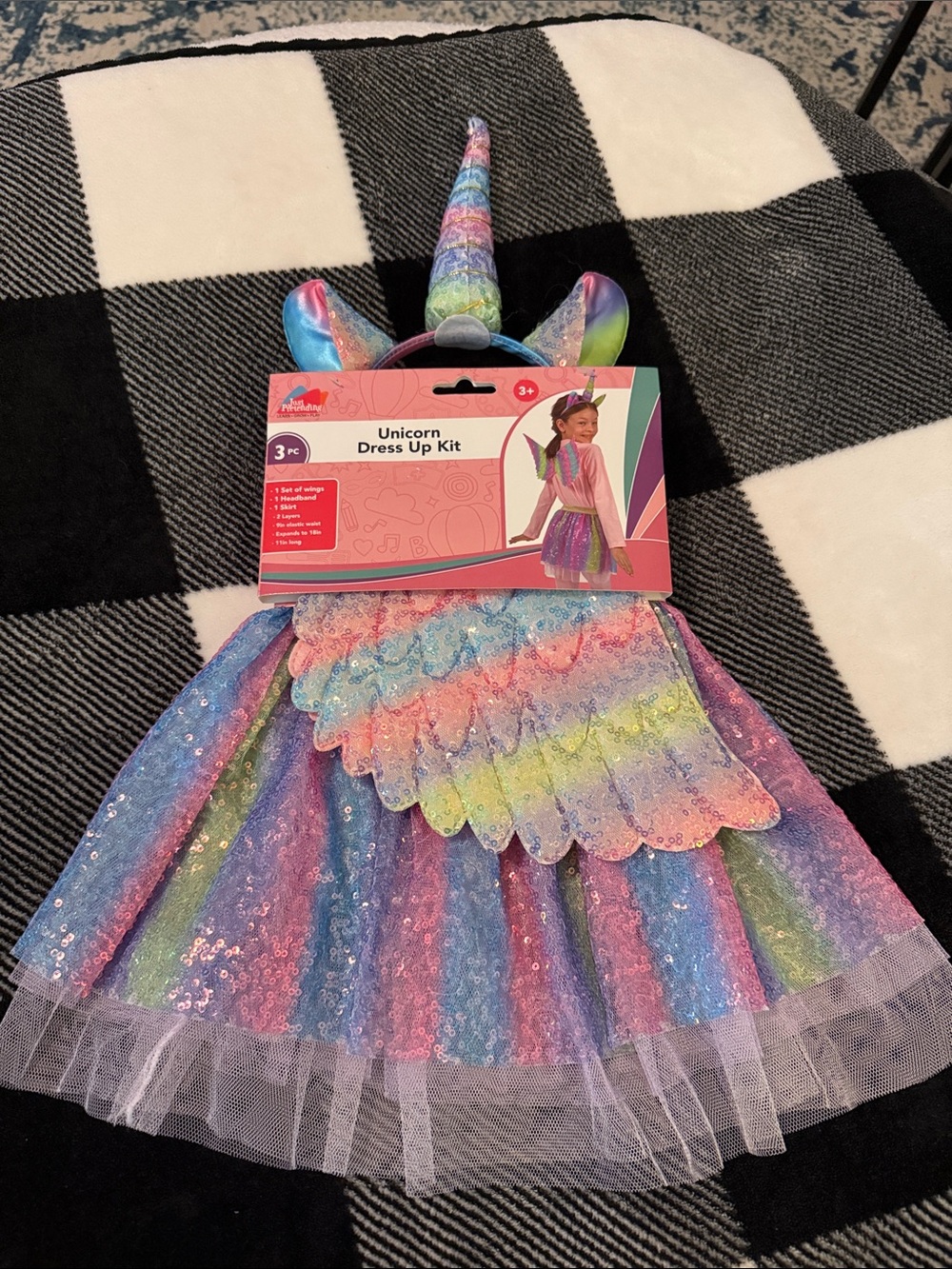 Rainbow Sequin Unicorn Dress-Up Costume - Pastel Multicolor